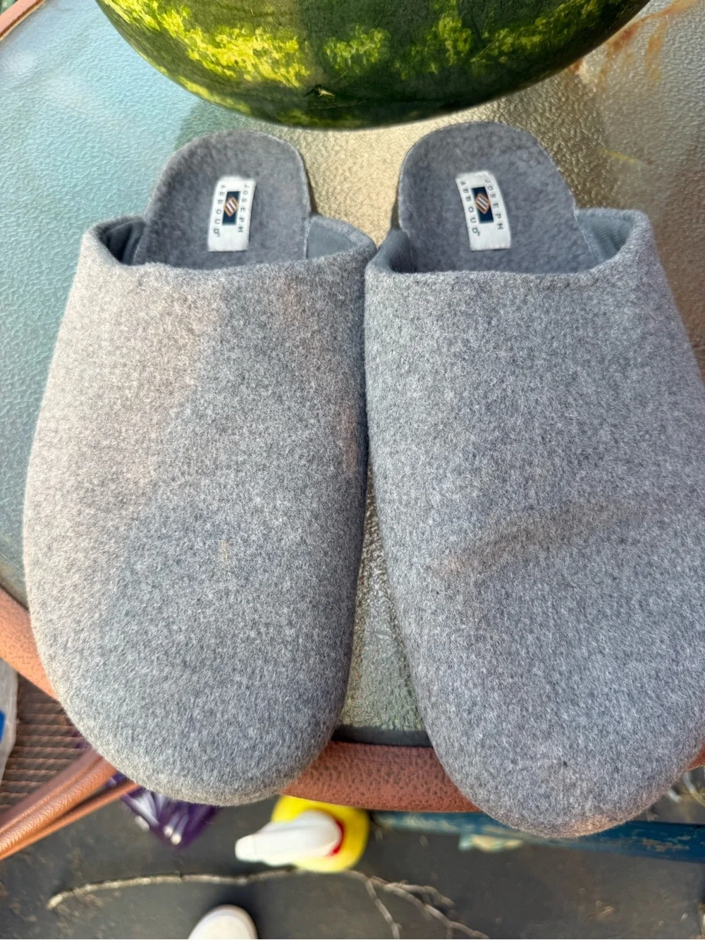 Joseph Abboud Gray Felt Slip-On House Slippers